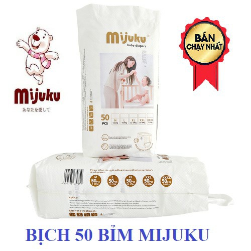 Bỉm quần Mijuku xuất Nhật M50/L50/XL50/XXL50 bịch 50 miếng (SIÊU THẤM HÚT) GIẢM GIÁ SOCK