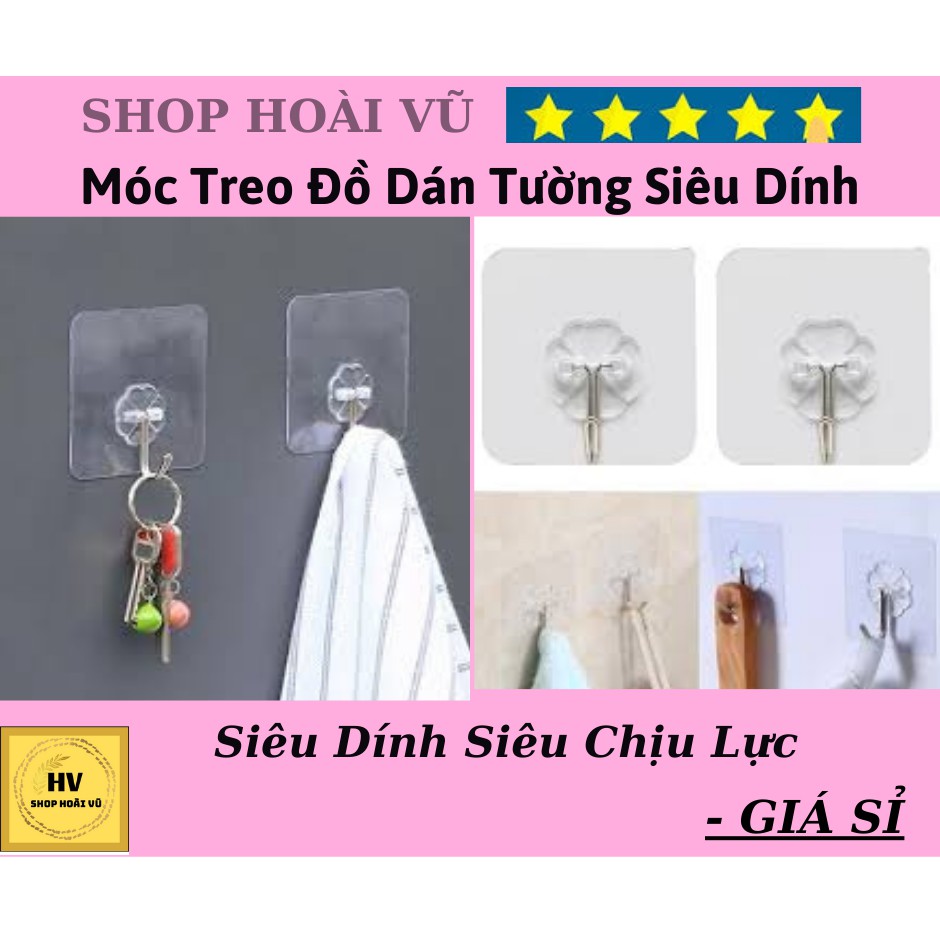 COMBO 10 Móc Treo Đồ Dán Tường Siêu Dính Siêu Chịu Lực