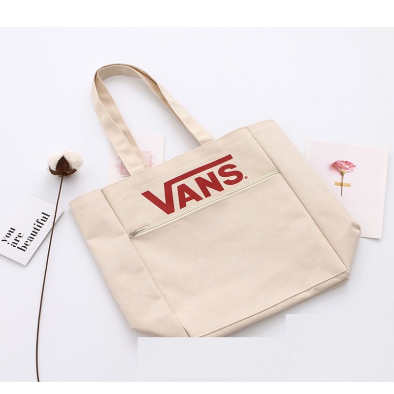 Túi tote nữ một vai xách tay in chữ VANS vải bố canvas cotton cao cấp chống thấm nước Tuidepstore