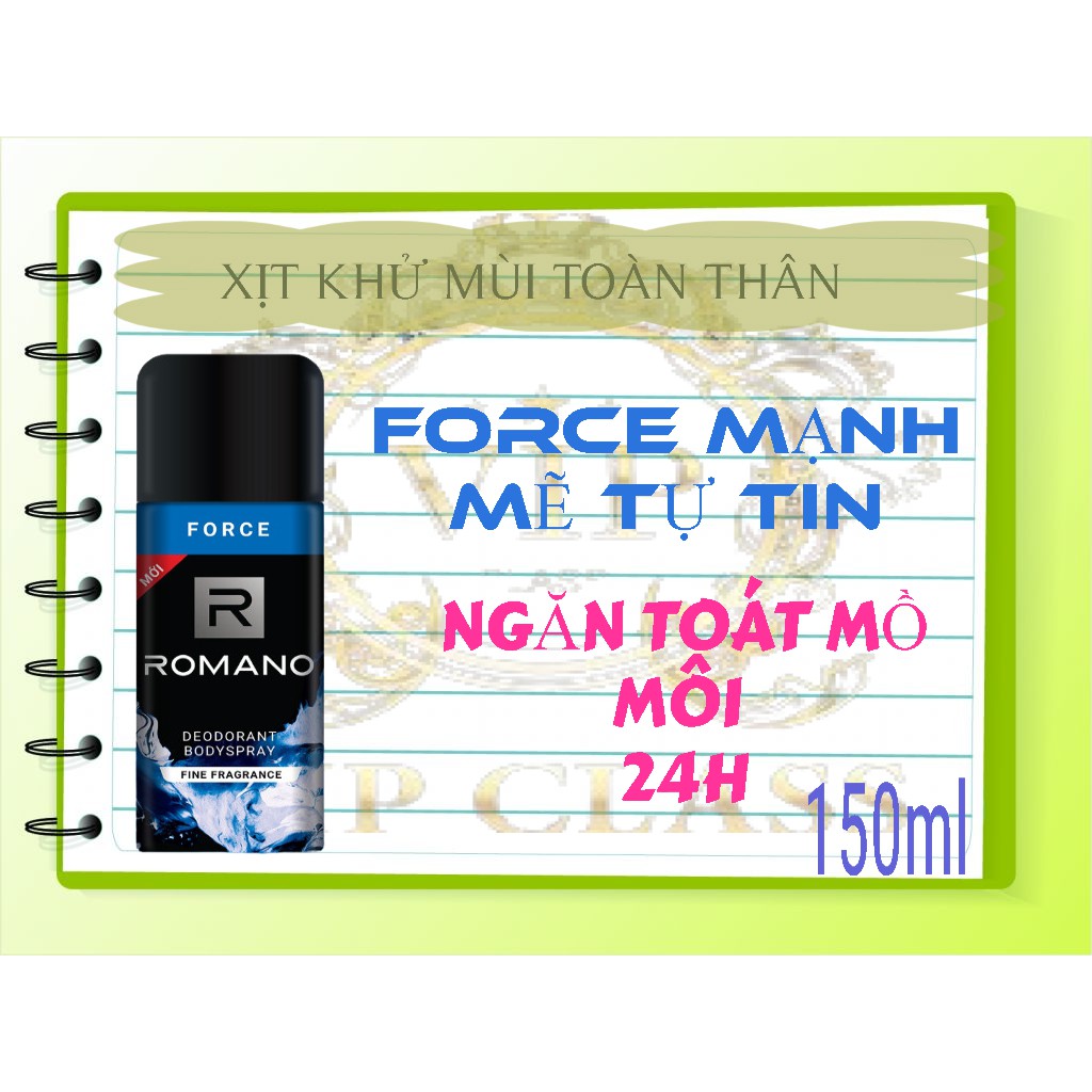 ROMANO_ XỊT KHỬ MÙI ĐỦ MÙI LỰA CHỌN LOẠI 150ML.