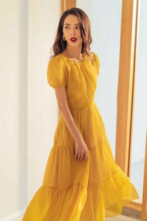 Đầm maxi lụa bèo tầng -HBV1041