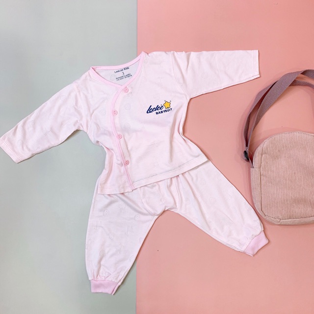 Bộ dài tay sơ sinh khuy lệch thun mềm cho bé