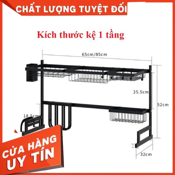 Kệ Đựng Bát Đĩa❤️FREESHIP❤️ Kệ Để Chén Đĩa Thông Minh Trên Bồn Rửa Bát Sơn Đen Cao Cấp