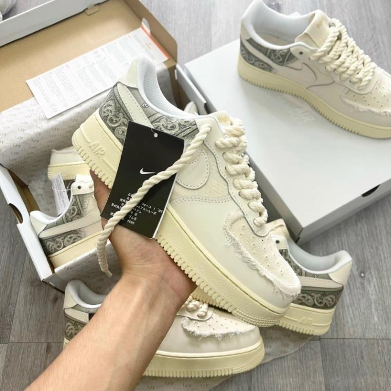 Giày thể thao AF1 dây thừng xám kem họa tiết cực chẩt bản chuẩn êm chân - Sale sốc hàng mới về-NT