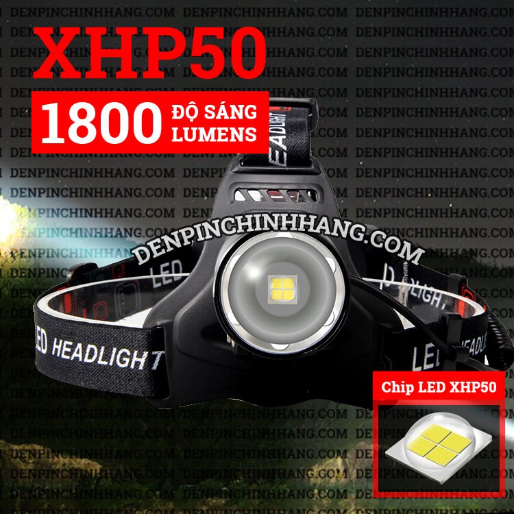 Đèn pin đội đầu có zoom xa gần P50 Tặng kèm 2 pin
