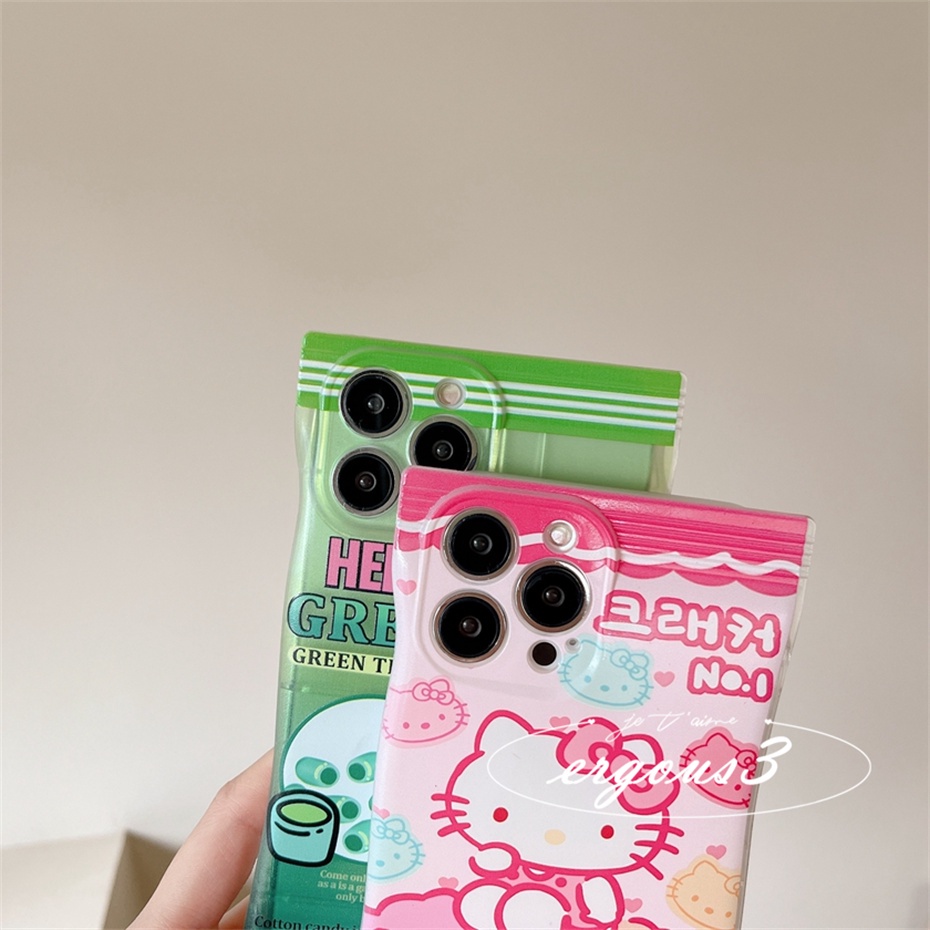 Ốp Điện Thoại Mềm Màu Kẹo Hình Mèo Kitty Cho iPhone 14 13 12 11 Pro Max SE2020 X XR Xs Max 7 8 6 6s Plus