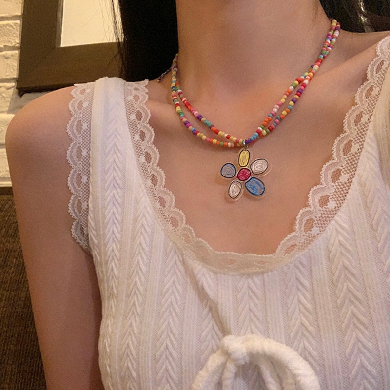 Vòng cổ Chuỗi Hạt Nhiều Màu Phong Cách Harajuku Ngọt Ngào