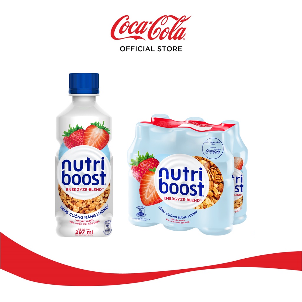 Lốc 6 Chai Sữa Nutriboost Thế Hệ Mới Hương Dâu (297ml/chai)