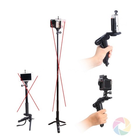 Chân Máy Ảnh Tripod Hand Grip Stabilizer 2 Trong 1 Kiêm Tay Cầm Tiện Lợi Cho Máy Ảnh Điện Thoại Mới ( Tặng kèm kẹp )