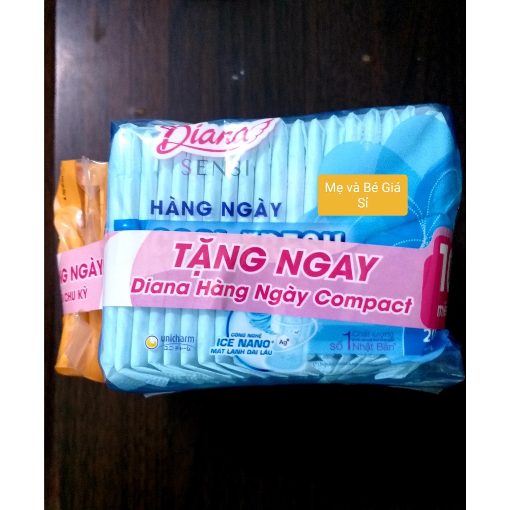 {ẢNH THẬT} (2 TẶNG 1- MIẾNG NHÒ)-COMBO 6 GÓI BĂNG VỆ SINH DIANA HẰNG NGÀY SENSI COOL FRESH (GÓI 20 MIẾNG)