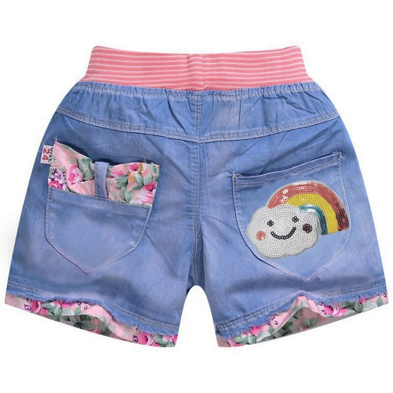 Quần Short Jeans In Hoa Thời Trang Cho Bé Gái 2-10 Tuổi