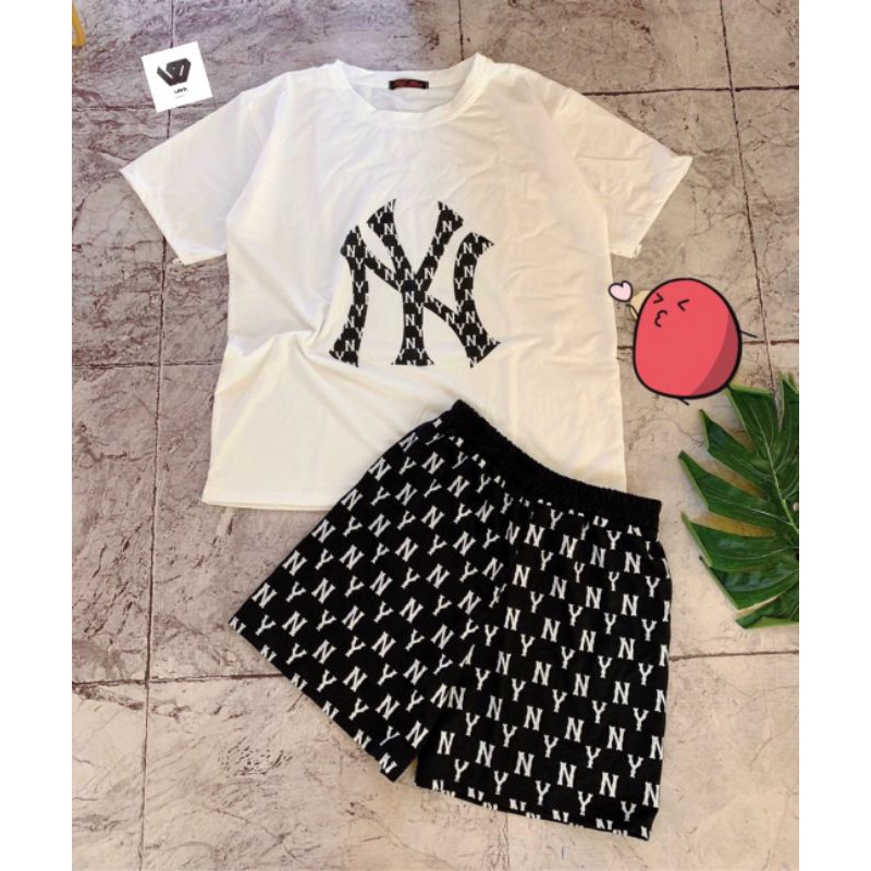 Set bộ thun cotton Áo+Quần NY dày dặn hot hè form unisex Vati Fashion