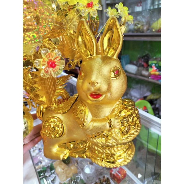Tượng Thỏ cây cành vàng lá ngọc trưng bàn Thần Tài Lễ Tết chiêu tài lộc mắn hạnh phúc bình an Quý Mão 2023