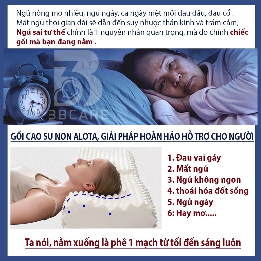 Gối cao su non người lớn ALOTA K26 sóng gối công thái học giảm nguy cơ đột quỵ - Shop 3BCare