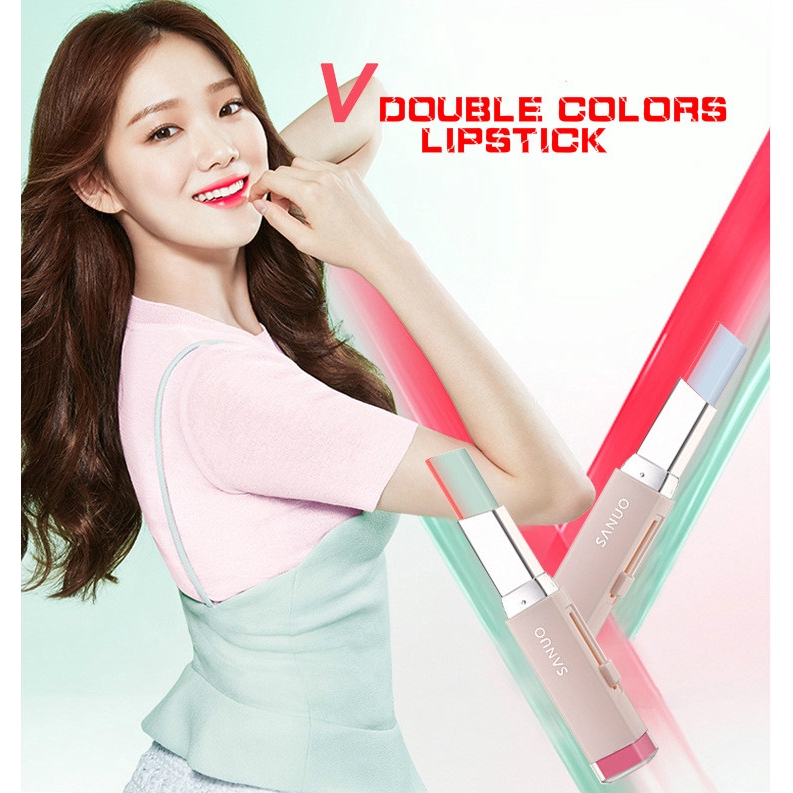 [Hàng mới về] Son môi hai màu dưỡng ẩm chống thấm nước lâu trôi thời trang cho nữ