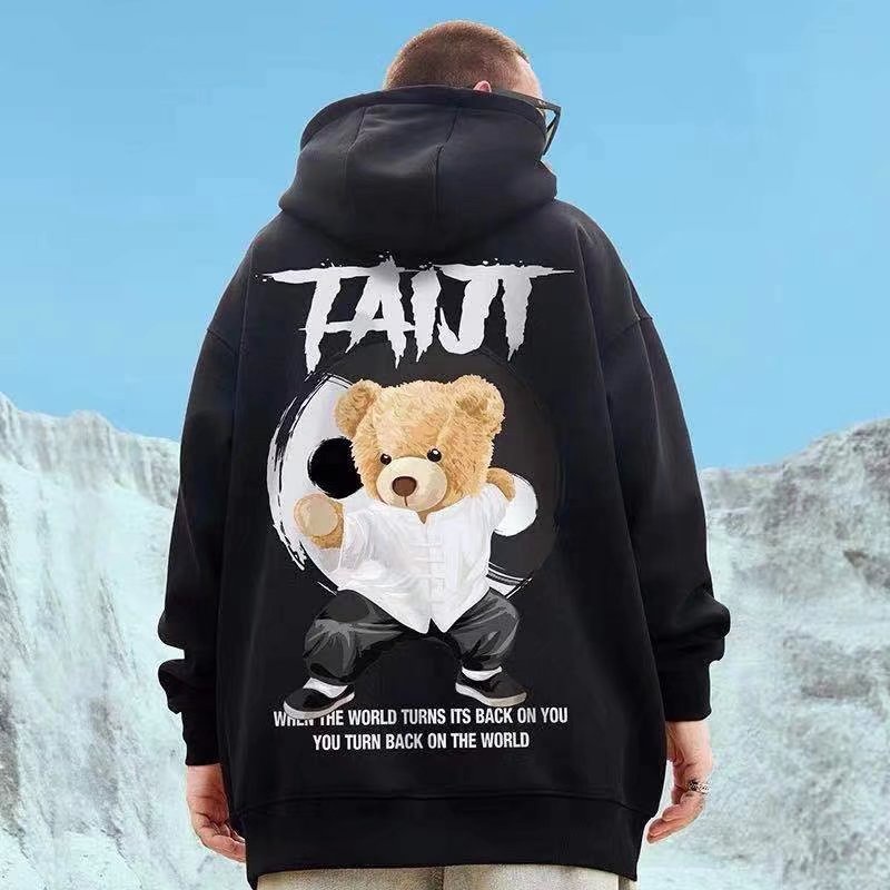 Áo Hoodie Dáng Rộng In Họa Tiết Hoạt Hình Gấu Trúc Phong Cách Hip hop Nhật Bản Thời Trang Cho Nam Cỡ M-5XL