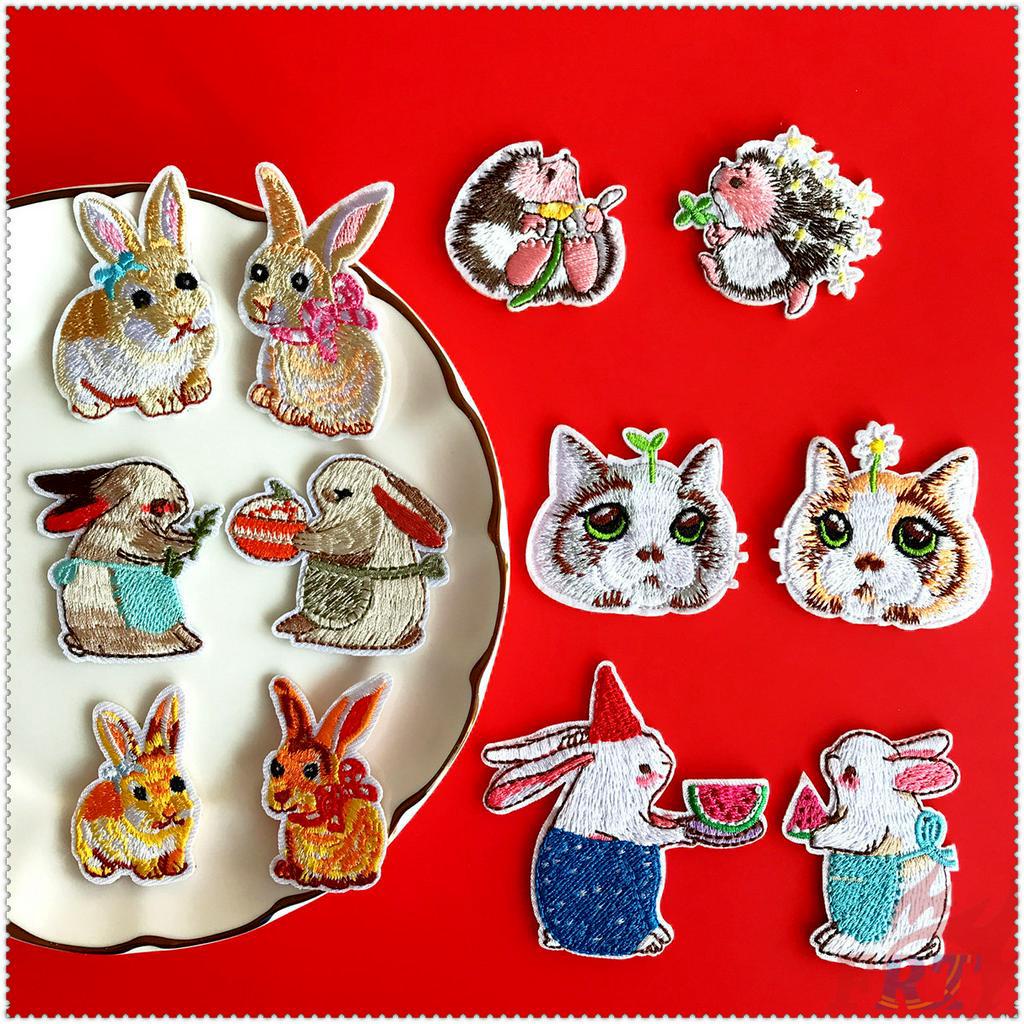 ✿ Sticker Ủi Thêu Hình Động Vật Dễ Thương ✿ 1 Sticker Ủi Thêu Hình Thỏ / Mèo / Nhím Dễ Thương