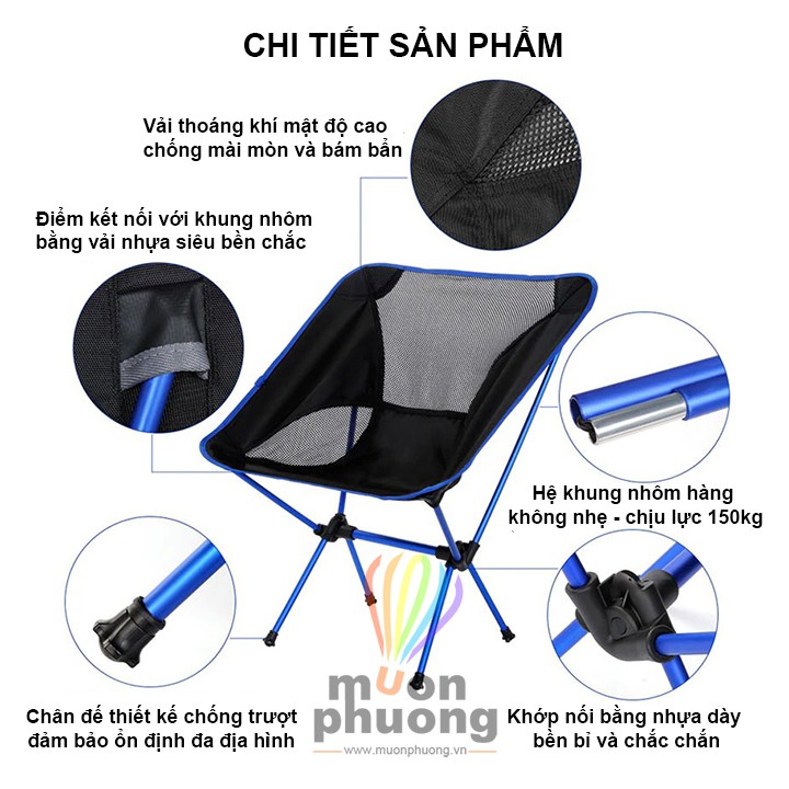 [FRSHIP 70K] Ghế câu cá ghế xếp cắm trại ghế xếp dã ngoại ghế du lịch mặt trăng có tựa lưng - MUÔN PHƯƠNG SHOP