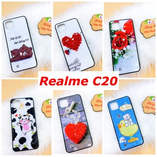 Ốp lưng Realme C20 vân kim cương viền dẻo hình bò sữa dễ thương