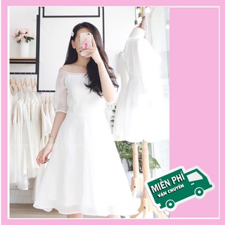 [CHARME STORE] Váy trắng thiết kế trễ vai ALICE cực xinh