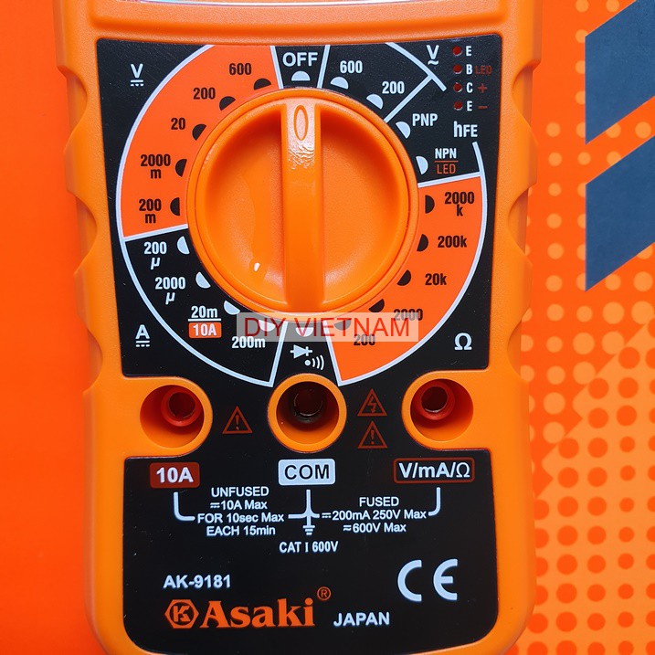 Đồng hồ vạn năng hãng Asaki Nhật Bản AK-9181 dùng đo điện AC, DC có tặng kèm 1 bút thử điện Stanley (Đồng hồ đo điện)