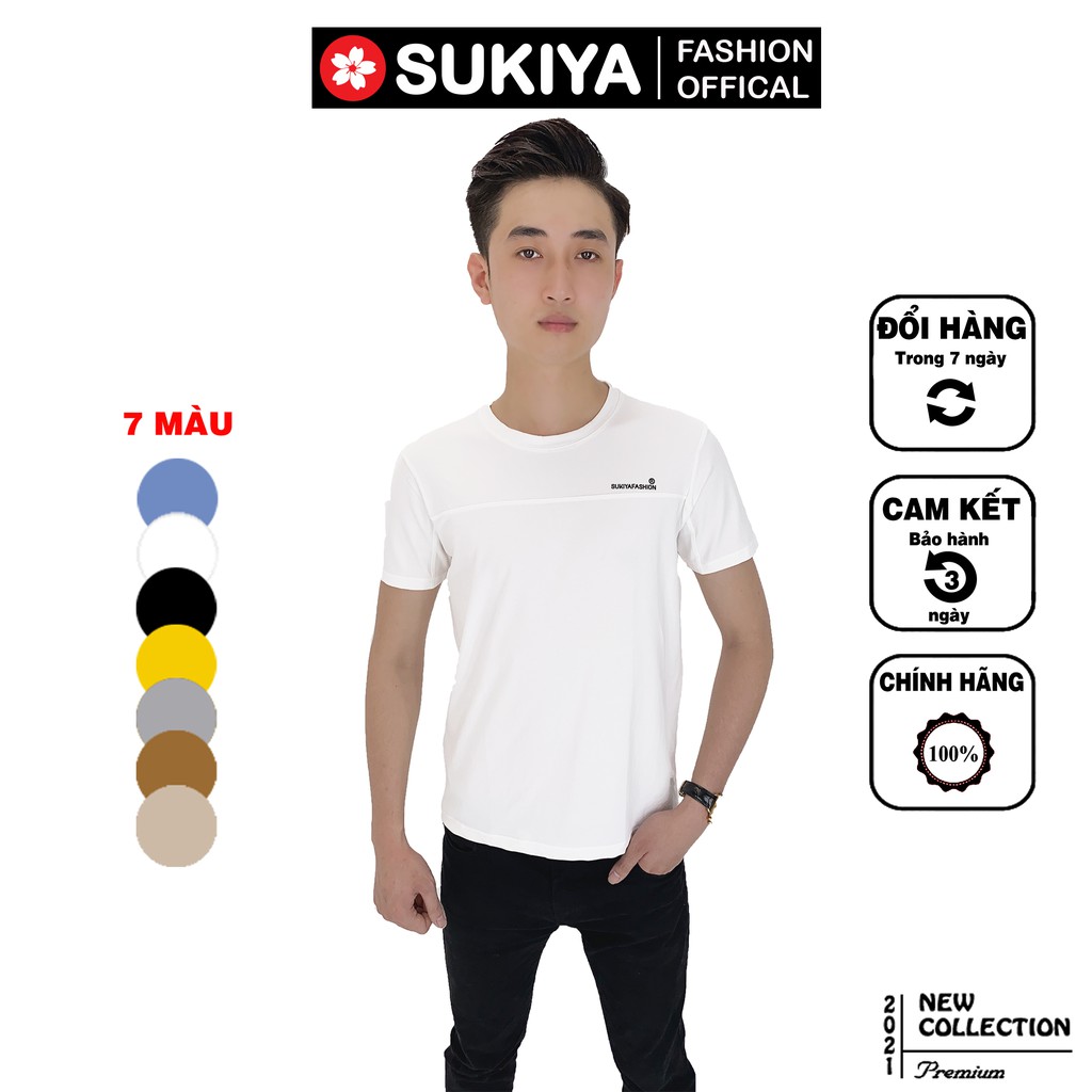 Áo thun nam SUKIYA chất 100% cotton mềm mại phối ngực AT04