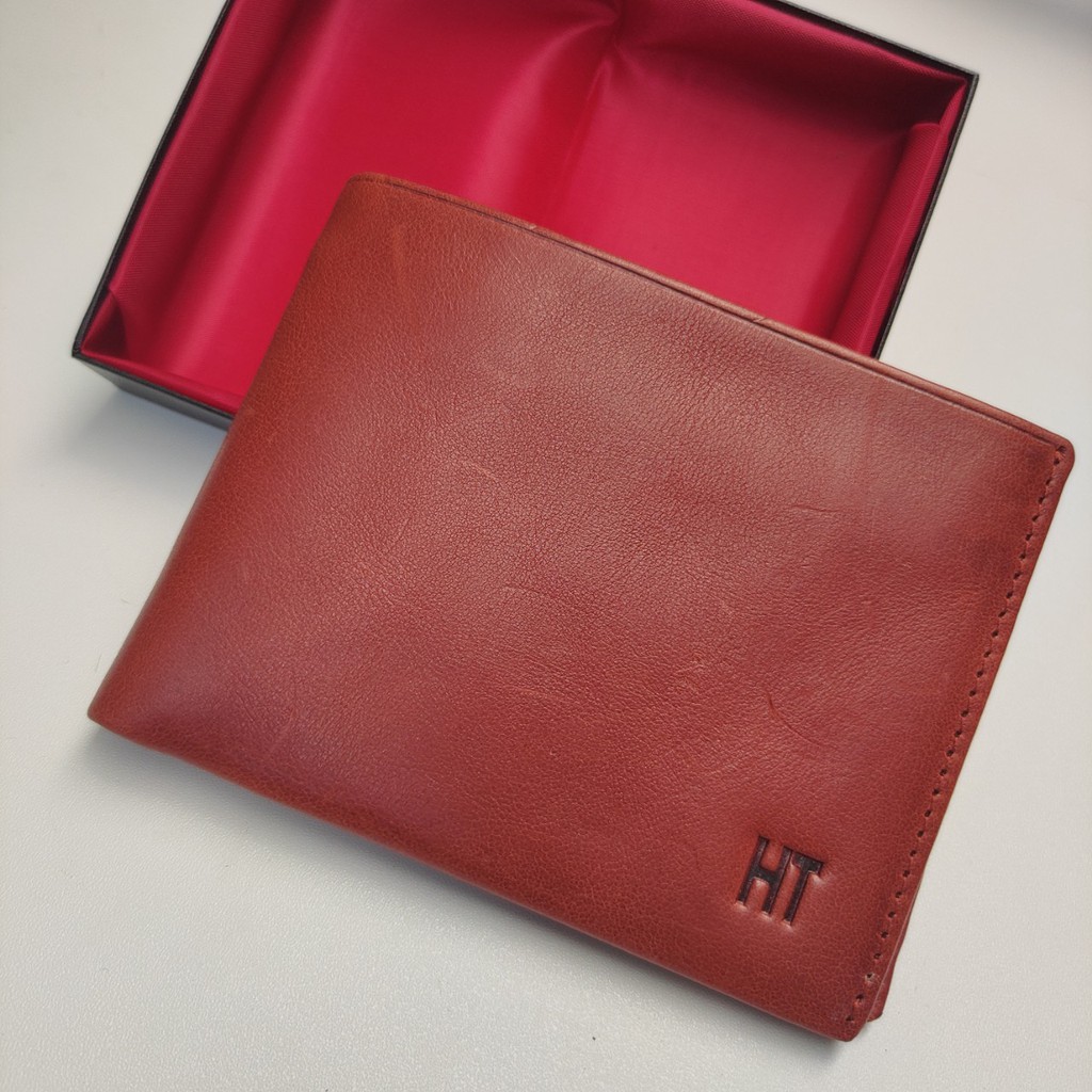 Ví Nam Da Bò HT Bóp Da Nam Cao Cấp Dáng Ngang Sang Trọng Có Hộp Quà Tặng  - DA_HT