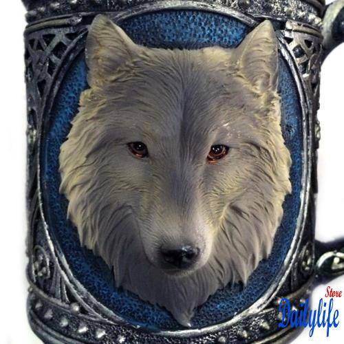 NNI-Hot Personality Retro 3D Wolf Head HANDLE MUG TEA COFFEE WITH GIFT BOX CUP