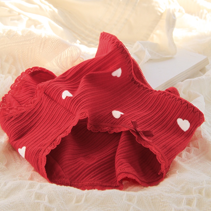 Quần lót cotton lưng thấp màu đỏ lễ hội