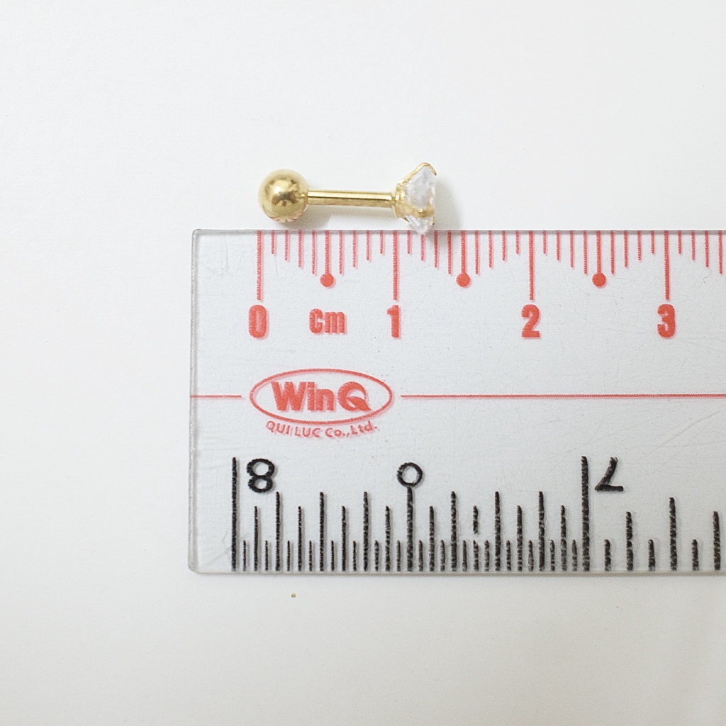 Khuyên Tai Màu Vàng Đá Tròn Unisex Đuôi Bi Không Gỉ Sét Không Ngứa Bông Tai Nam Julies Box 66