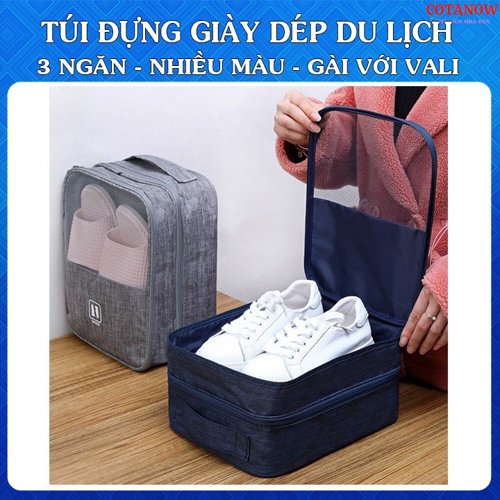 Túi Đựng Giày Du Lịch 3 Ngăn Gài Vali Tiện Lợi COTANOW