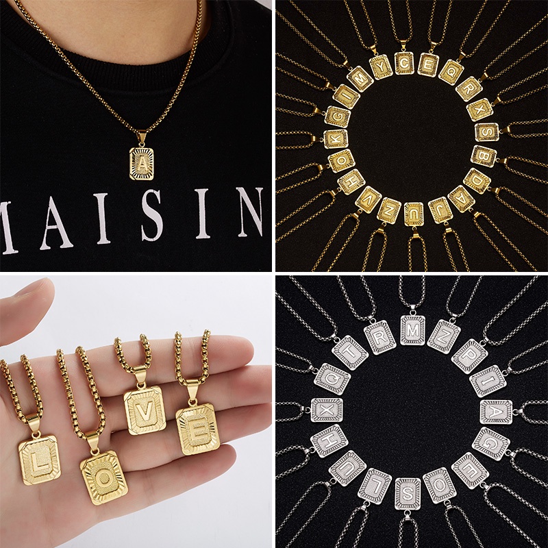 Dây chuyền RINHOO FRIENDSHIP mạ vàng 18K mặt hình 26 chữ cái tùy chọn thời trang