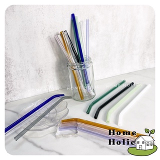 Ống Hút Thuỷ Tinh Borosilicat Trong Suốt Chịu Nhiệt Nhiều Màu 20cm