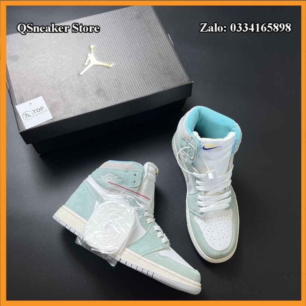 ✔️ Giày Jordan 1 High Turbo Green Xanh Da Lộn Cao Cấp Fullbox Giày thể thao jordan 1 cổ cao xanh green lót 2 lớp cực êm