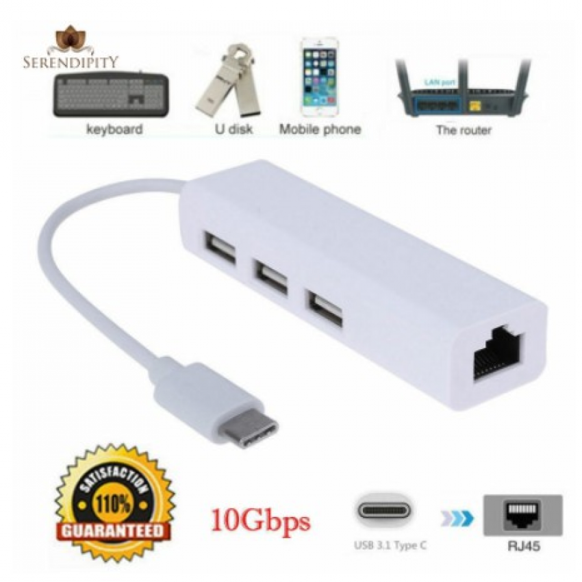 Bộ Chuyển Đổi Usb-c Hub & Ethernet 3.0 Type C Sang Usb Rj45 Ethernet Lan Cho Ipad Macbook Pc Laptop