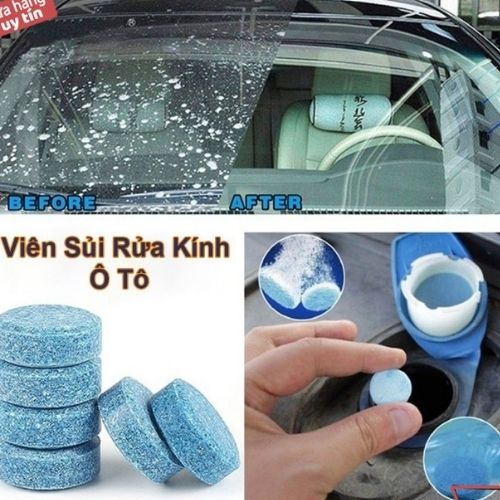 Combo 10 20 30 viên sủi rửa kính ô tô xe hơi, rửa sạch kính lái chống bám cặn bẩn thông thoáng tầm nhìn