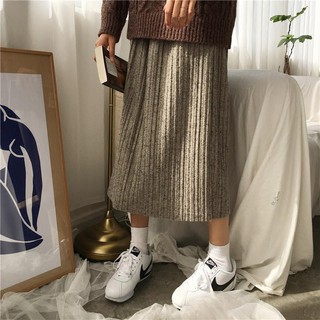 (ORDER) Chân váy xòe dài xếp ly Style Vintage Hàn Quốc đơn giản