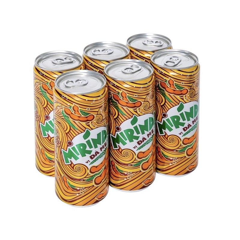 Lốc 6 lon Mirinda Đá me vị chua ngọt thơm ngon 330ml ( Date T9/2022)