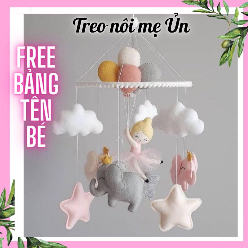 [FREESHIP] Đồ chơi treo nôi cho bé kích thích thị giác ảnh thật, có nhạc tự xoay mẫu công chúa cầm bóng