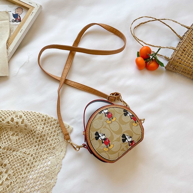 Túi đeo chéo cỡ nhỏ hình chuột mickey dễ thương thời trang đường phố cho bé gái