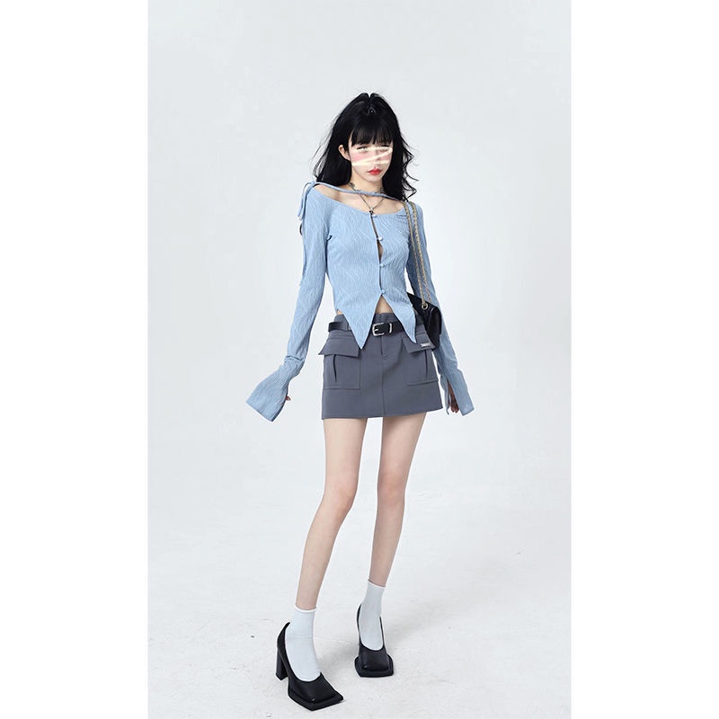 Áo Cardigan Dệt Kim Mỏng Dáng Ôm Tay Dài Khoét Lỗ Thời Trang Mùa Hè Phong Cách Trung Hoa Mới Cho Nữ