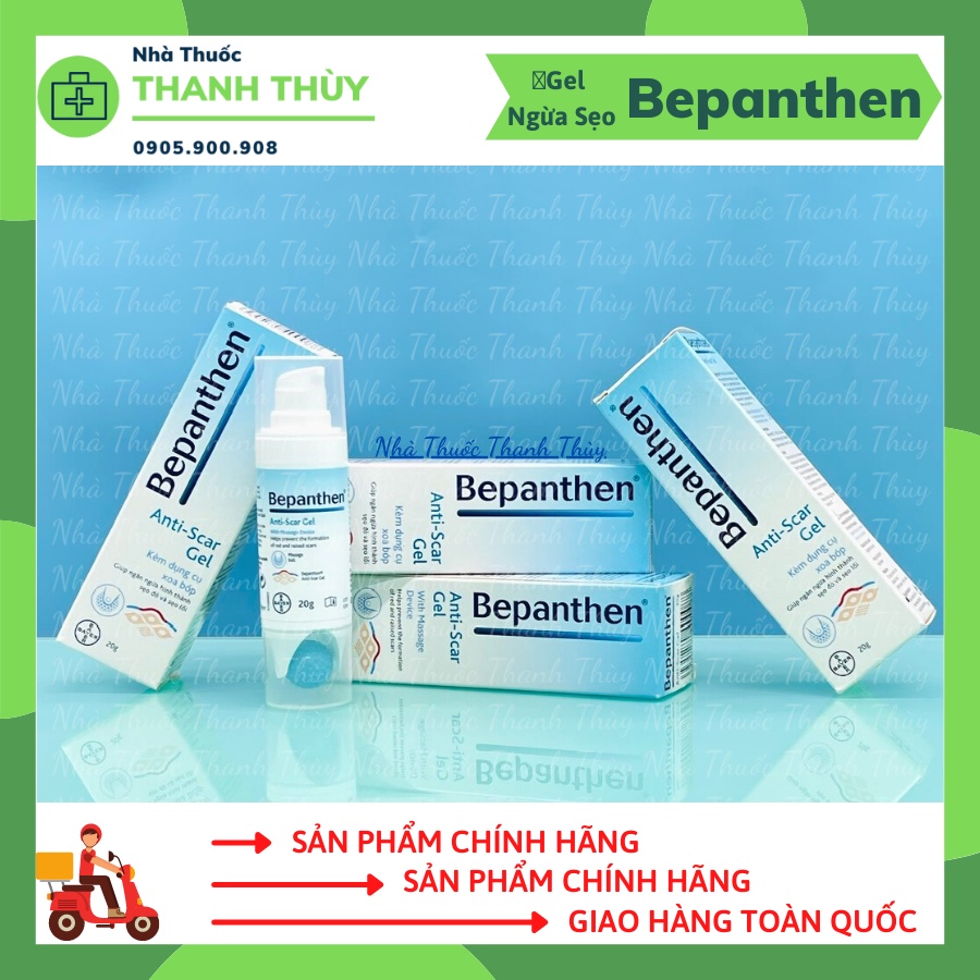 Bepanthen Anti-Scar Gel 20G - Gel Giúp Ngăn Ngừa Hình Thành Sẹo Đỏ Và Sẹo Lồi Kèm Dụng Cụ Xoa Bóp