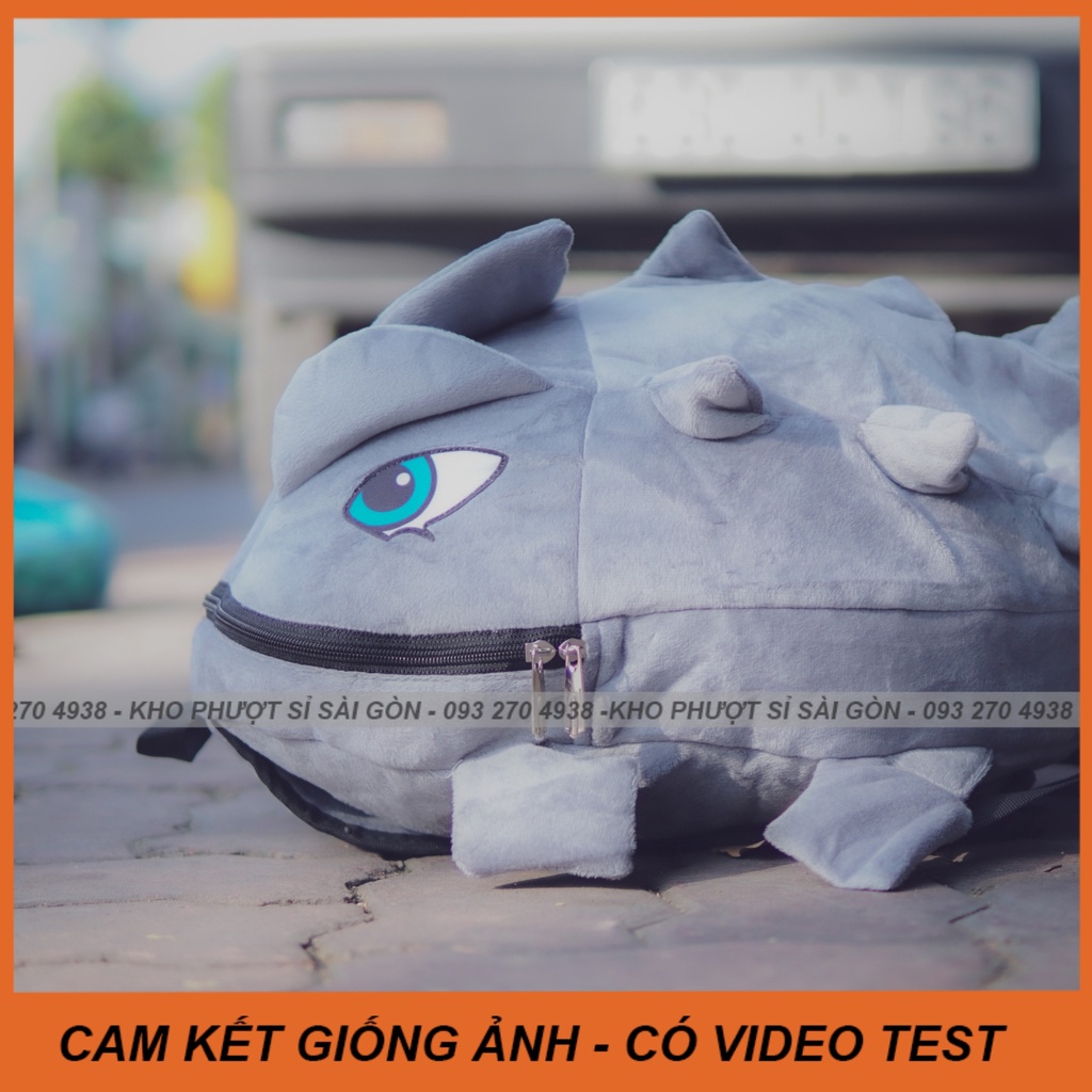 Cặp đi học - Balo khủng long đi học vải Nhung mịn màu hồng cho bạn nữ dễ thương