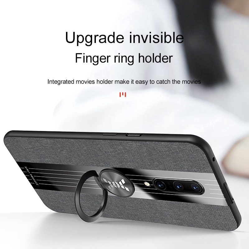 OnePlus 6T One Plus 6 7 Pro Shockproof Matte Cloth Glossy Phone Case with Magnetic Ring Holder