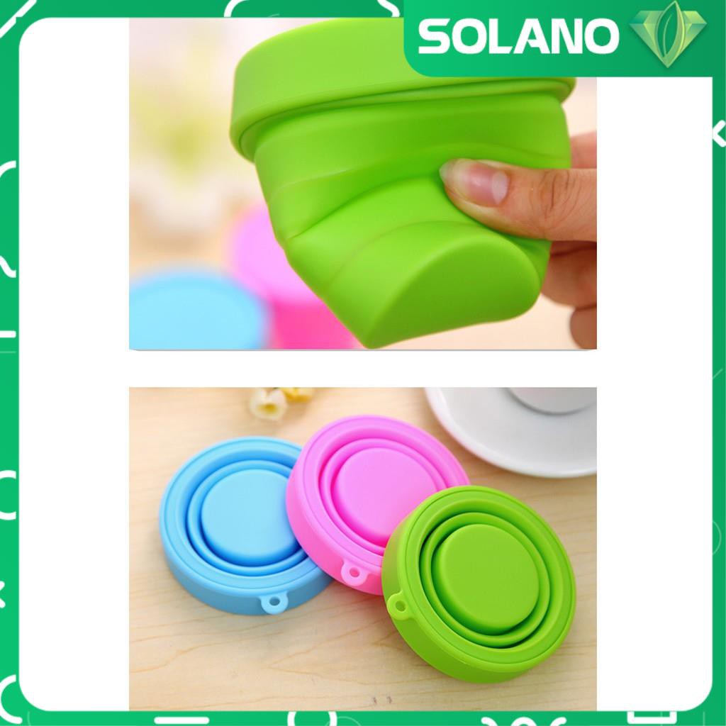 Ly Uống Nước SOLANO Chất Liệu Cốc Nhựa SiliCon Có Nắp Gấp Gọn Đi Du Lịch, Dã Ngoại Đa Năng HG-001178