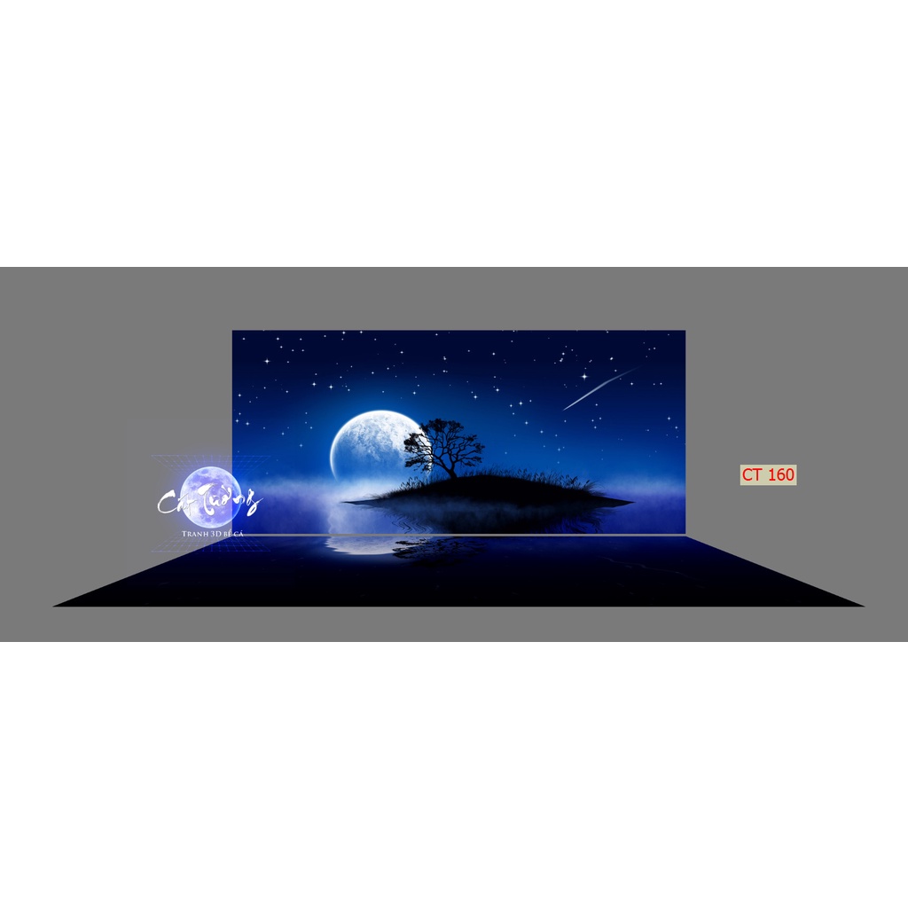tranh 3d. tranh dán bể cá thủy sinh, bể cá rồng (tranh lưng)