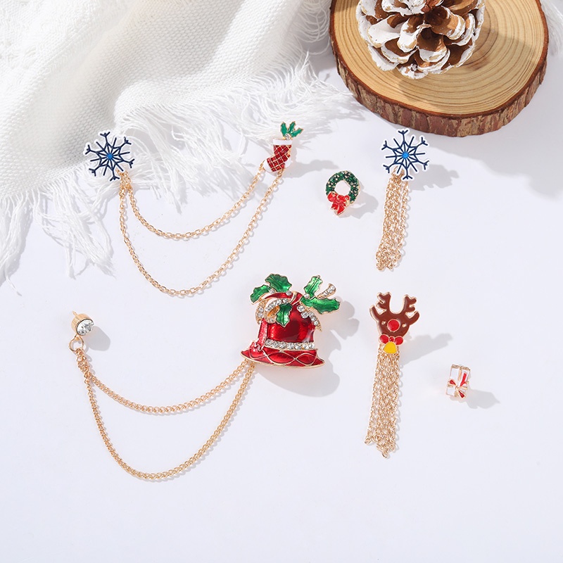 Ghim cài áo trang trí hình Santa Claus phối tua rua cá tính cho nữ