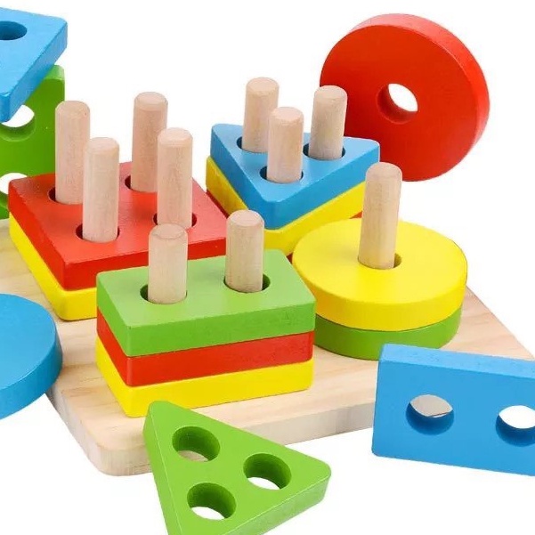 Đồ chơi gỗ thả hình  khối vuông Montessori Cho Bé Phát Triển Trí Tuệ Và Khả Năng Sáng Tạo