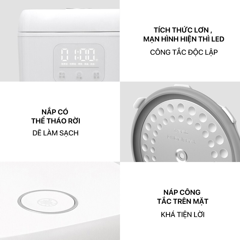 [Mã ELHAMS5 giảm 6% đơn 300K] Nồi cơm điện thông minh Xiaomi Zhiwu Zhu dung tích 1.6L