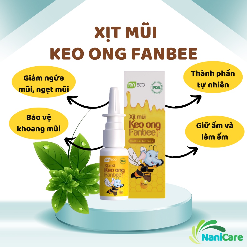 Xịt mũi keo ong FanBee FANECO giảm triệu chứng sổ mũi, viêm xoang 20ml